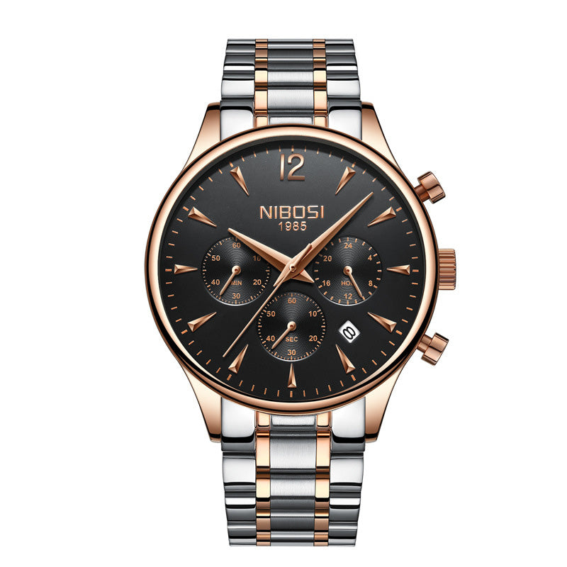 Quartz watch with stainless steel band