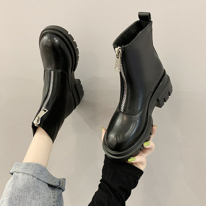 Platform front zipper Martin boots