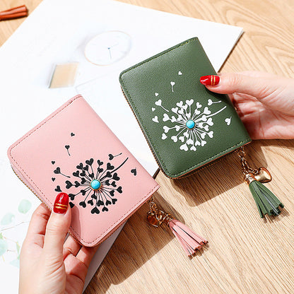 Simple PU Leather Zipper Multiple Card Slots Mini Short Women's Wallet