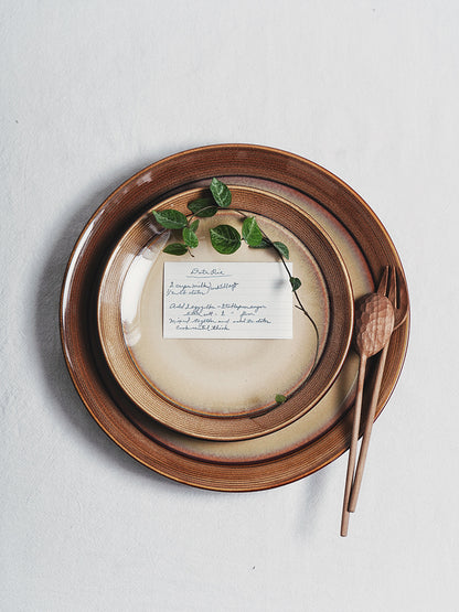 Creative Retro Ceramic Nostalgic Round Shallow Dish Home