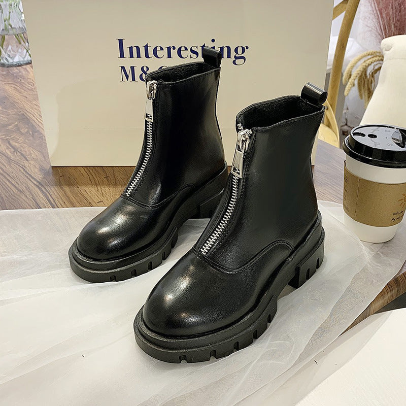Platform front zipper Martin boots