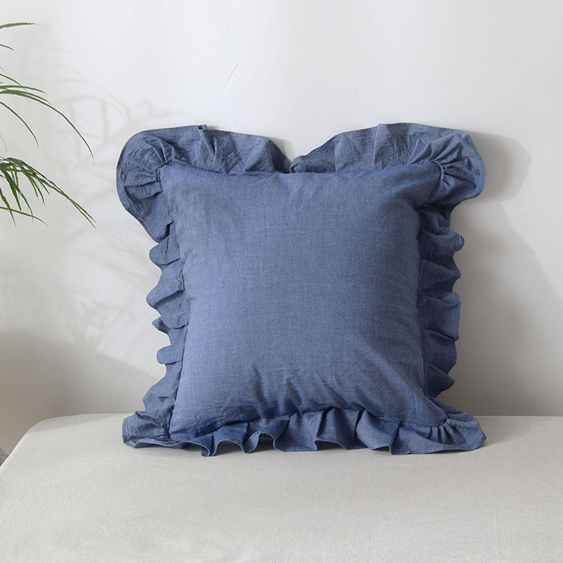 Nordic Style Lotus Leaf Simple Solid Color Pillow Cushion Square