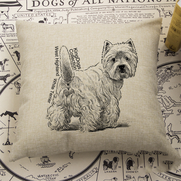 Cotton and linen material terrier pillow