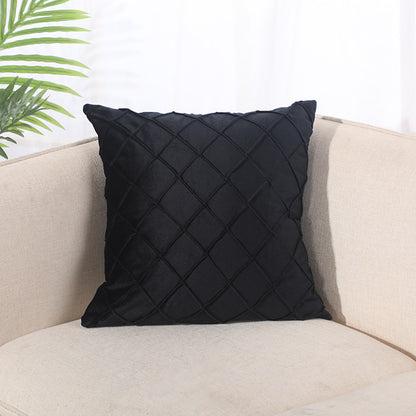 Pure Color Velvet Plaid Pillowcase Home Sofa Bedside Pillow Short Plush Cushion