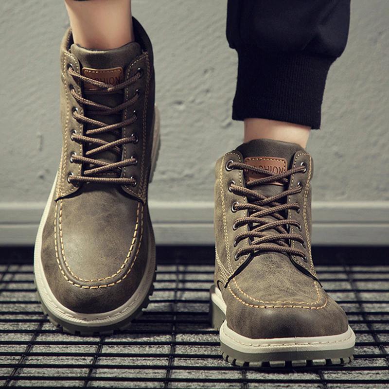 autumn new men's Martin boots trend high-top men's boots locomotive British men's shoes leather tooling boots students
