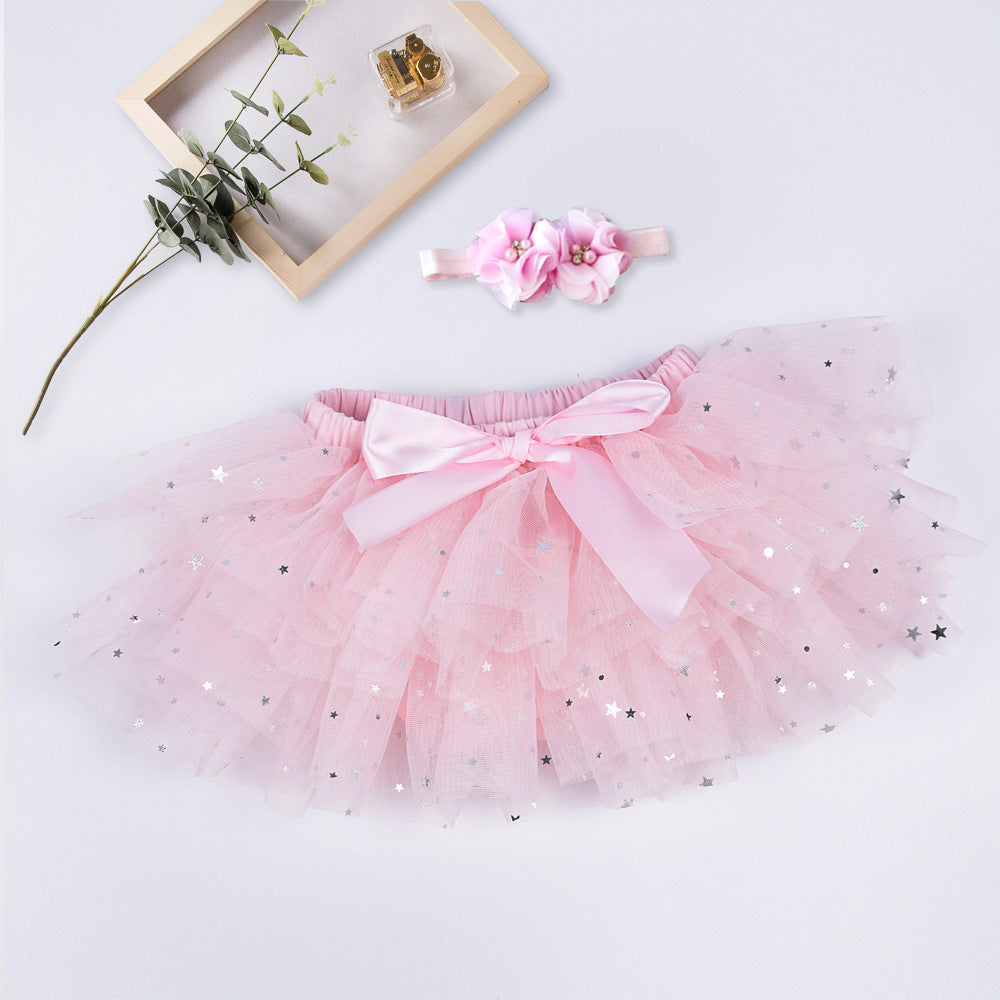 Net yarn half-length skirt children's skirt