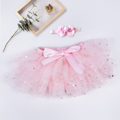 Net yarn half-length skirt children's skirt