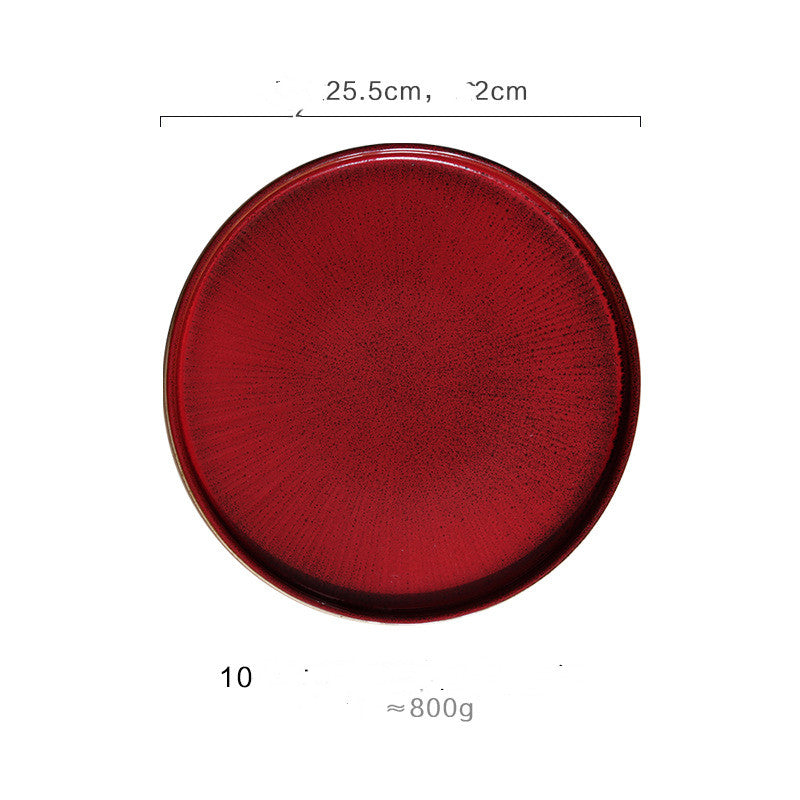 European Style Flat Plate Creative Ceramic Relief Personalized Kiln Glazed Western Tableware