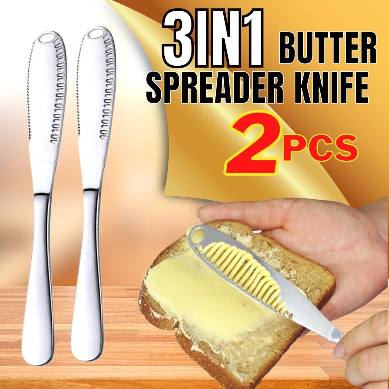 2 Pack Stainless Steel Butter Spreader Knife Butter Curler Spreader Butter Knife