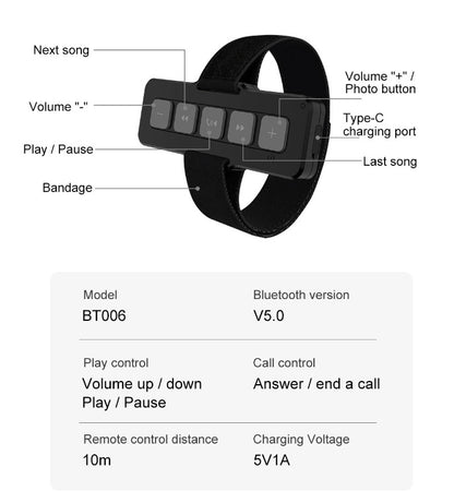 Bluetooth 50 Car Bluetooth Controller Motorcycle Remote Control Answer Hang Up Phone