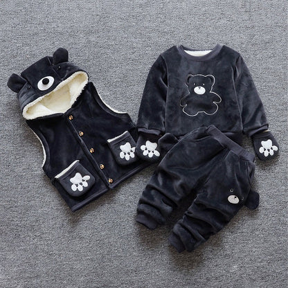 Children's clothing plus velvet thick three-piece suit