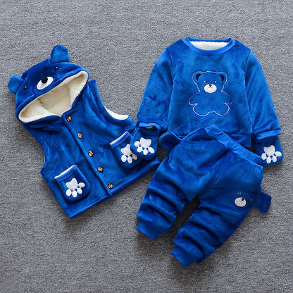 Children's clothing plus velvet thick three-piece suit