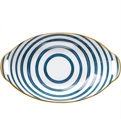 Creative Household Binaural Oval Ceramic Plate