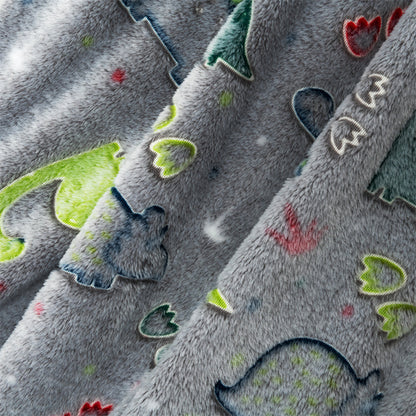 Autumn And Winter Cartoon Dinosaur Flannel Luminous Coral Blanket
