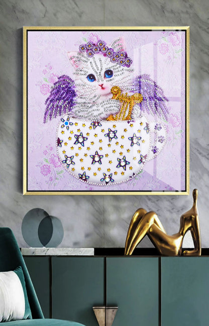 Purple Angel Kitty  Special Shape  Diamond Painting