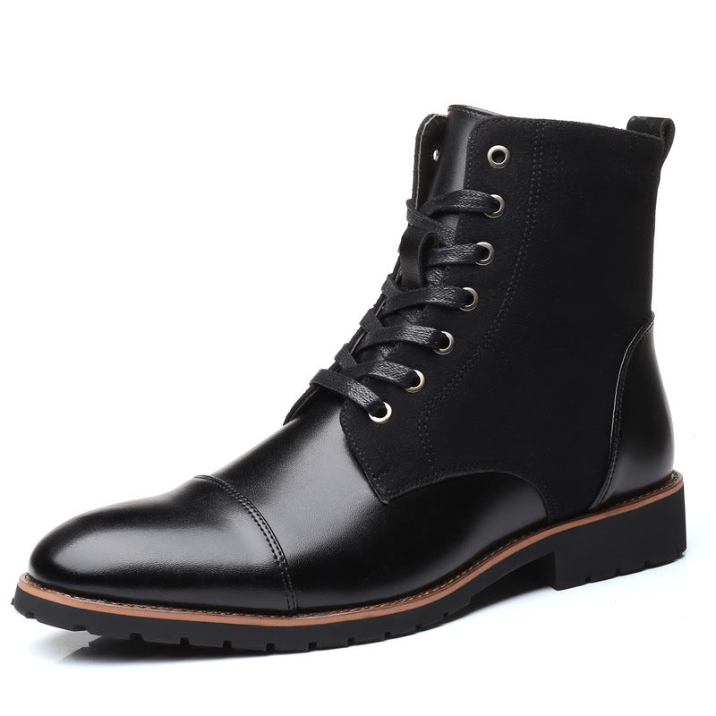 Men's pointed warm martin boots with velvet top boots
