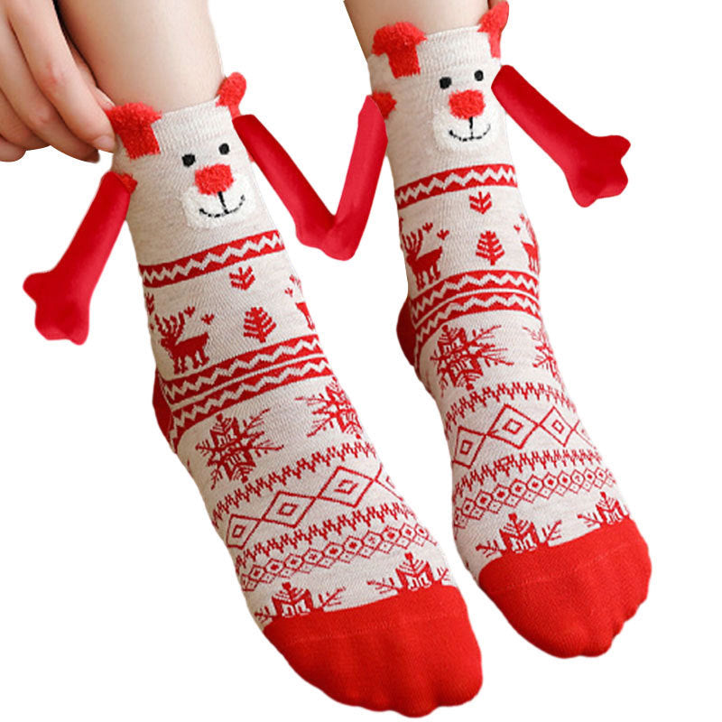 Hand Holding Couple Magnetic Handle Christmas Stockings