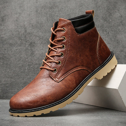 Outdoor High-top Two-cotton Tooling Leather Boots