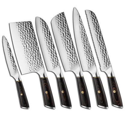 Hammer Pattern Forging Kitchen Knife Household 6-piece