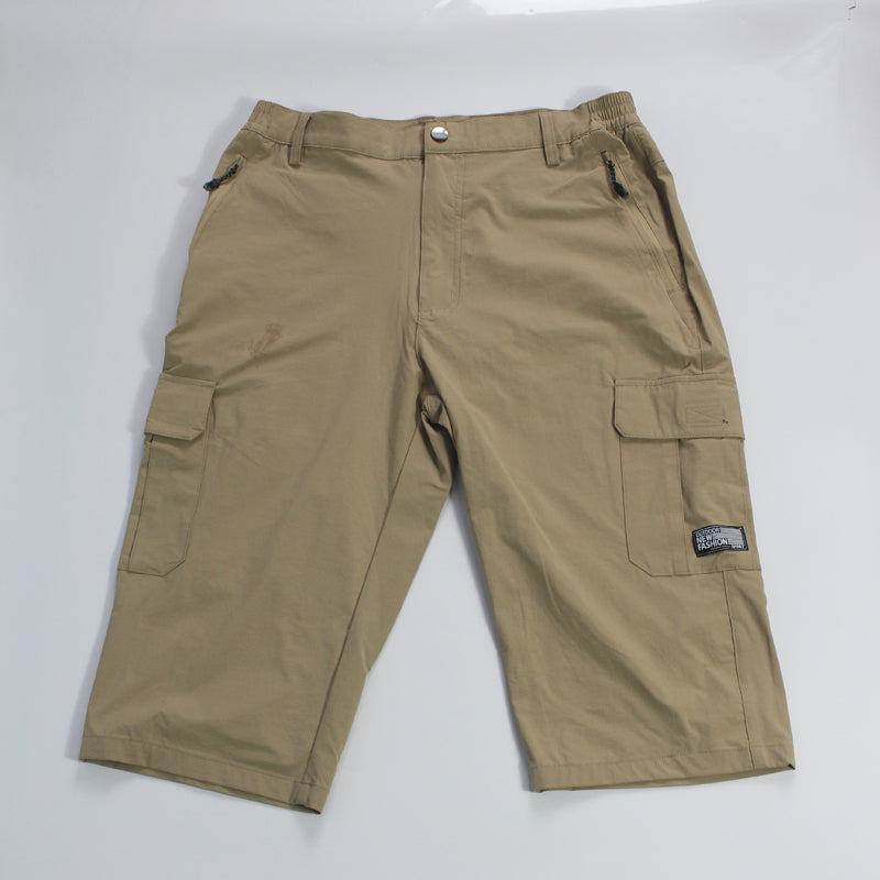 Men's Elastic Multi Pocket Elastic Capris Quick Drying Work Suit Straight Tube