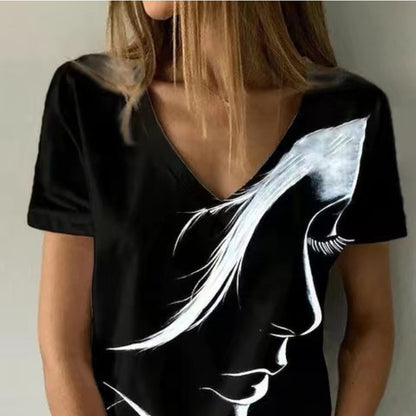 Women's Printed Pullover Short-sleeved Top