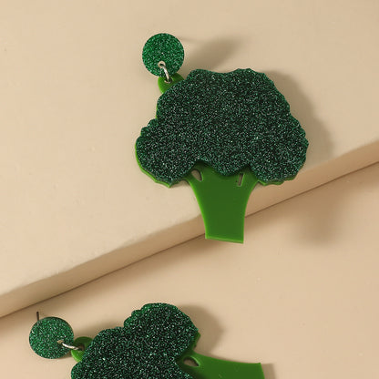 Women's Acrylic Fashion Personality Broccoli Earrings