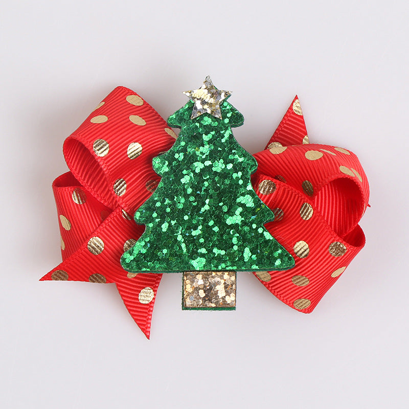 Cute Children's Christmas Tree Bow Hairpin