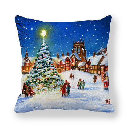 Christmas Style Encryption Peach Skin Fabric Pillow Cover