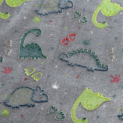 Autumn And Winter Cartoon Dinosaur Flannel Luminous Coral Blanket