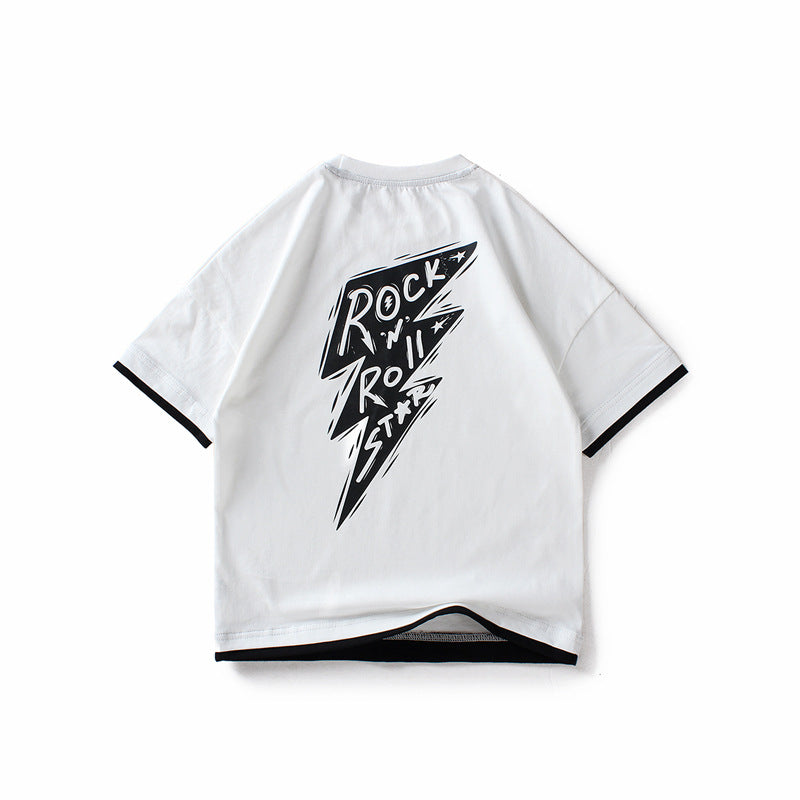 Middle And Large Children's Top Short Sleeves