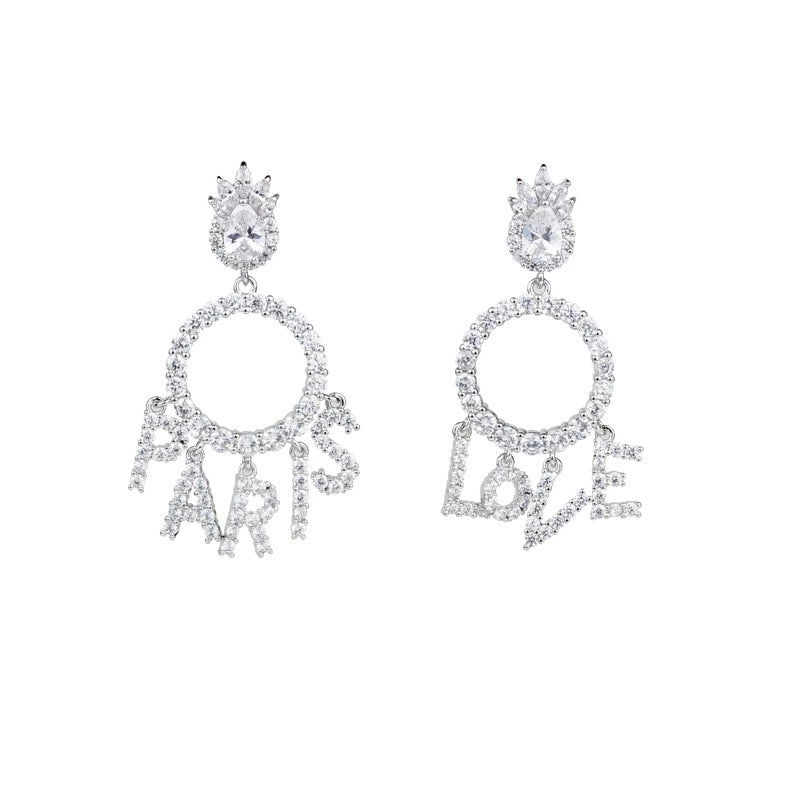 Women's Fashion Tassel Micro Set Zircon Stud Earrings