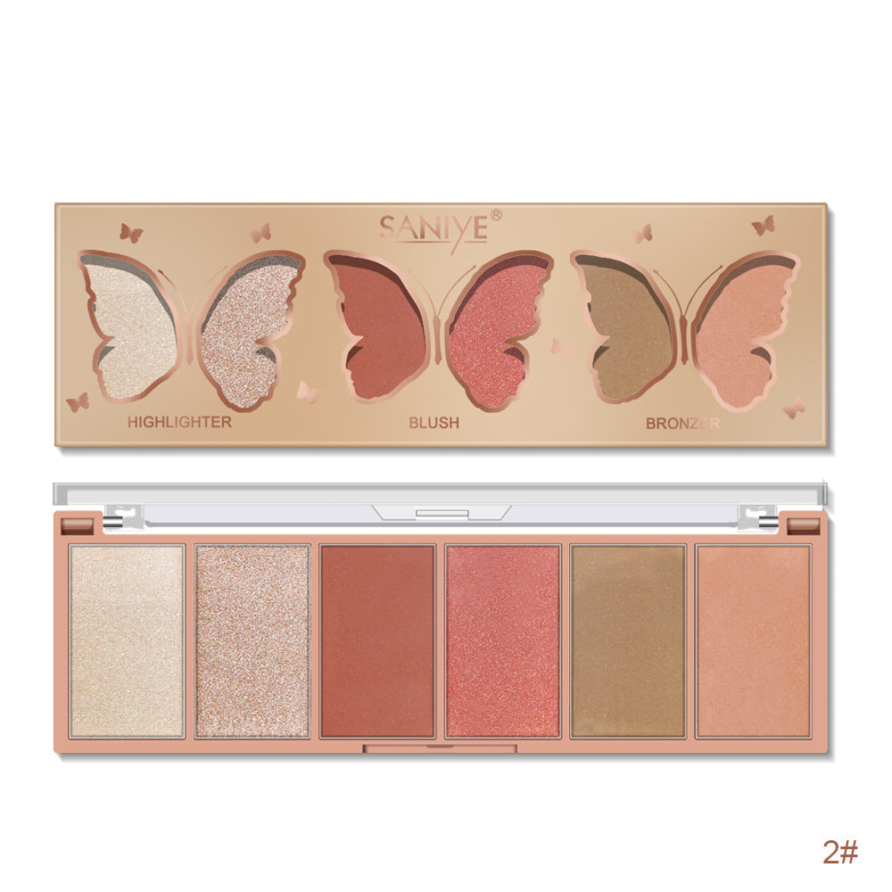 High Gloss Powder Blusher Eye Shadow Three In One Makeup Plate