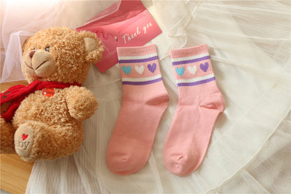 Lovely jacquard cotton socks heart tube socks breathable