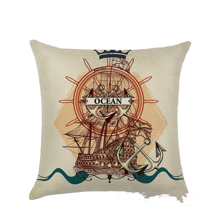 Sailing marine element linen pillowcase