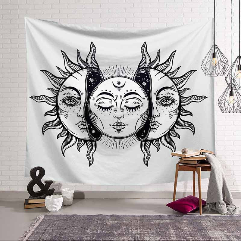 Bedroom decoration background cloth moon and sun print creative tapestry