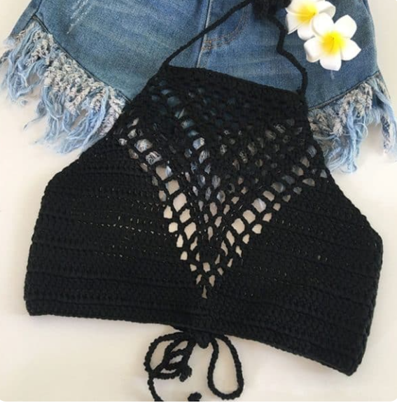 Hand Crochet Beach Bikini Hollow Sexy Beach Braid Wrapped Chest Halter Bikini Underwear