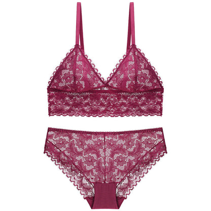 Ladies no steel ring lace bra set