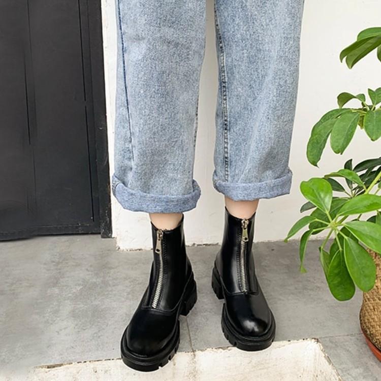 Platform front zipper Martin boots