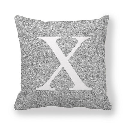 Fashion Gray Shading 26 English Letters Encrypted Peach Skin Fabric Pillow Cover