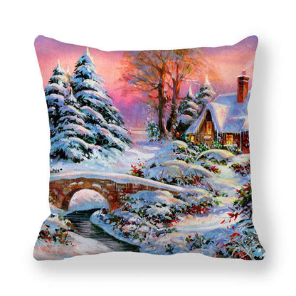 Christmas Style Encryption Peach Skin Fabric Pillow Cover