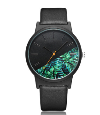 New half flower cut strap ladies watch Literary print quartz watch