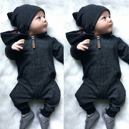 One piece solid color black cool long sleeve