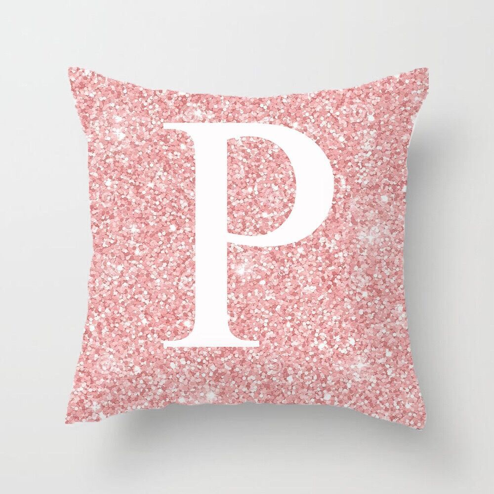 Metal Letters Peach Skin Fabric Pillow Cover Cushion Cover