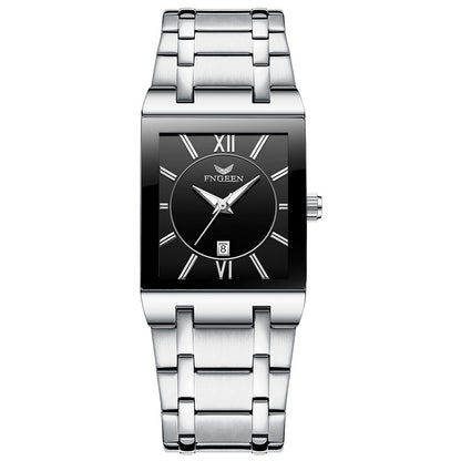 Mens Square Waterproof Band Calendar Quartz Watch