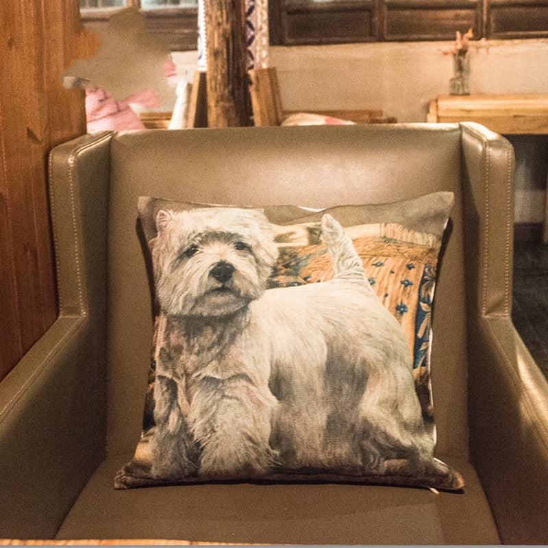 Cotton and linen material terrier pillow