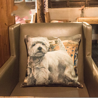 Cotton and linen material terrier pillow