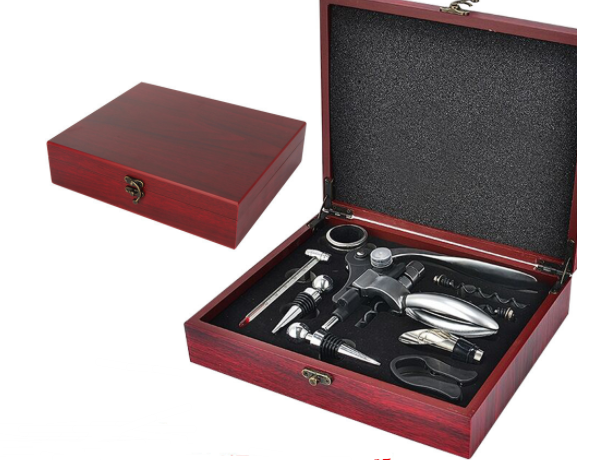 Nine-piece wooden box leather case wine bottle opener set wine bottle opener