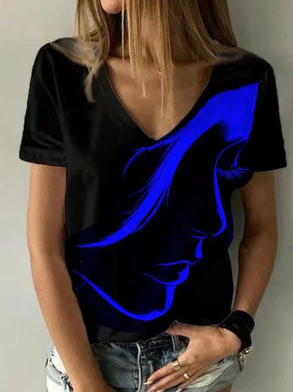 Women's Printed Pullover Short-sleeved Top