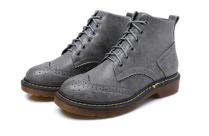Women's solid British lace up Martin boots