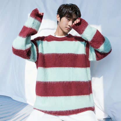 Men's Striped Contrast Lazy Sweater